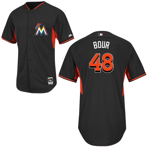 Justin Bour #48 Youth Baseball Jersey-Miami Marlins Authentic Black Cool Base BP MLB Jersey